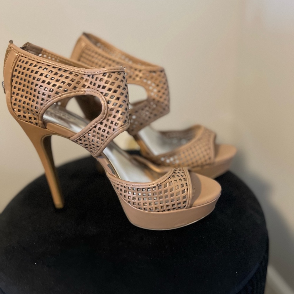 Tan heeled stilettos size 8